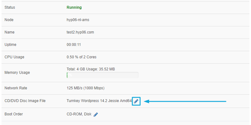 Press the edit button next to the "CD/DVD Disc Image File" option Press the edit button next to the "CD/DVD Disc Image File" option